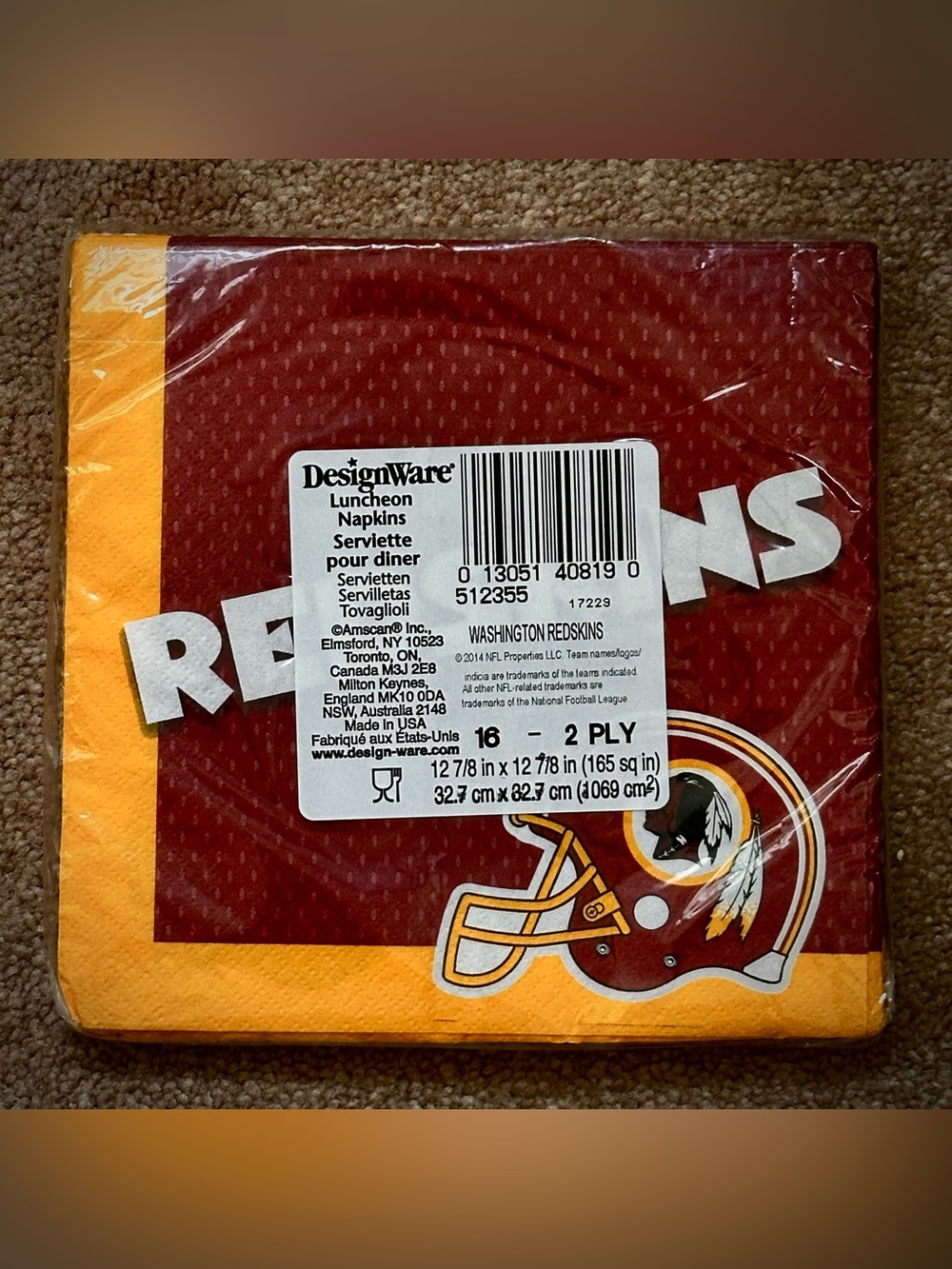 (#219) Washington Redskins DesignWare Paper Napkins - Picture 6 of 6
